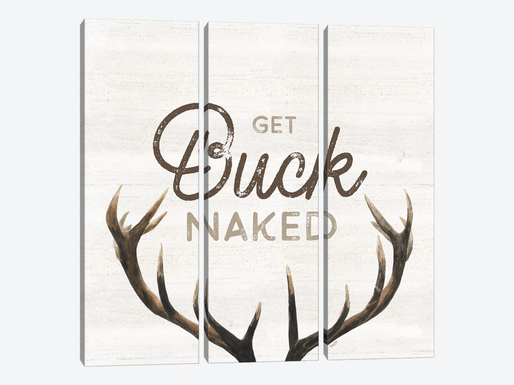 Bath Art I-Buck Naked by Tara Reed 3-piece Canvas Art Print