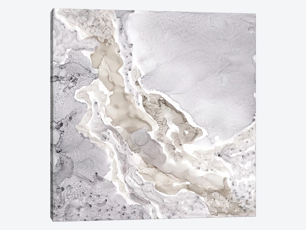 Silver & Grey Mineral Abstract 1-piece Canvas Art Print