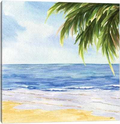 Beach & Palm Fronds I Canvas Art Print - Beauty Art