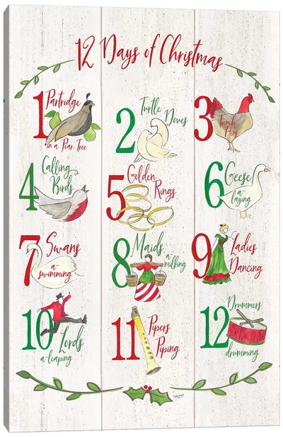 12 Days of Christmas  Canvas Art Print - Tara Reed