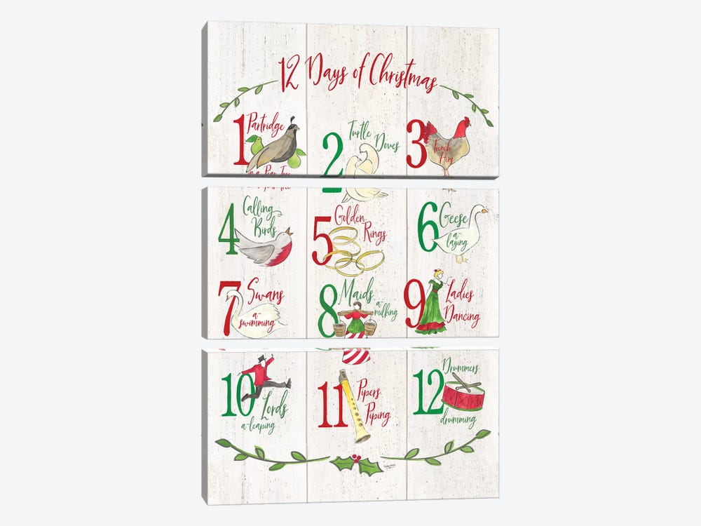 12 Days of Christmas  by Tara Reed 3-piece Canvas Art