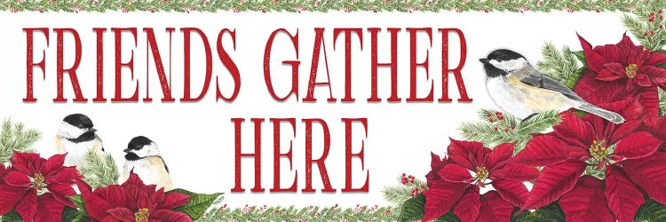 Chickadee Christmas Red - Friends Gather I by Tara Reed wall art