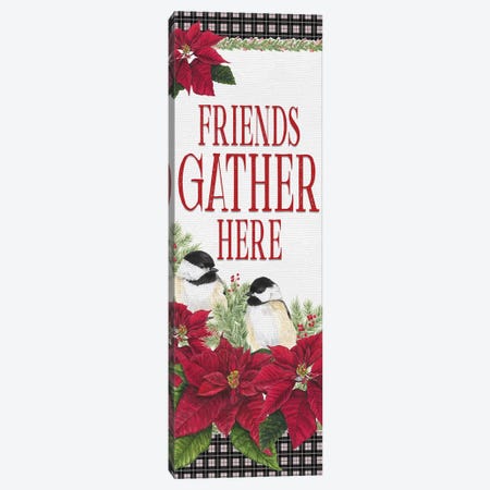Chickadee Christmas Red - Friends Gather II Canvas Print #TRE95} by Tara Reed Canvas Art