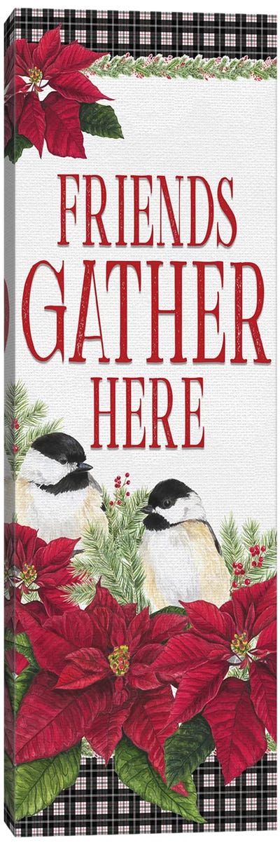 Chickadee Christmas Red - Friends Gather II Canvas Art Print