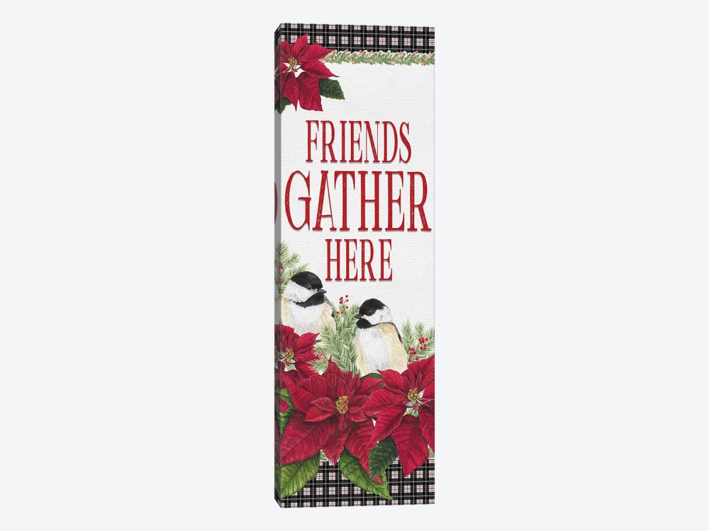 Chickadee Christmas Red - Friends Gather II by Tara Reed 1-piece Canvas Art