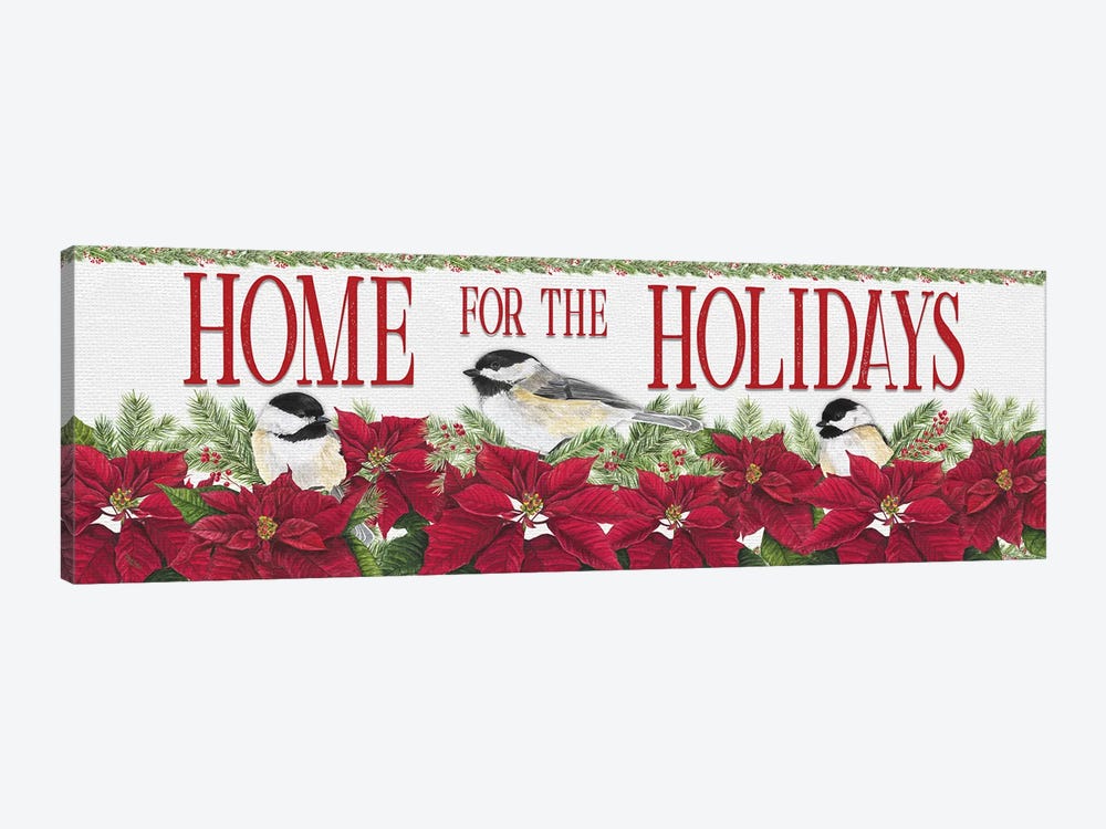 Chickadee Christmas Red - Home for the Holidays I by Tara Reed 1-piece Canvas Print