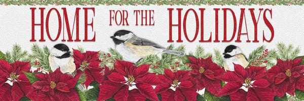 Poinsettias: Chickadee Christmas Red - Home for the Holidays I by Tara Reed