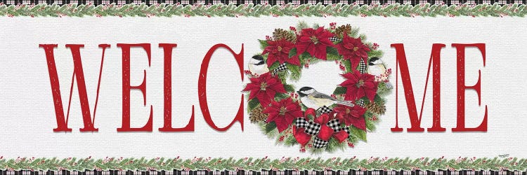 Chickadee Christmas Red - Welcome by Tara Reed wall art