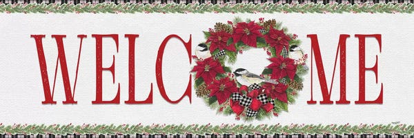 Poinsettias: Chickadee Christmas Red - Welcome by Tara Reed