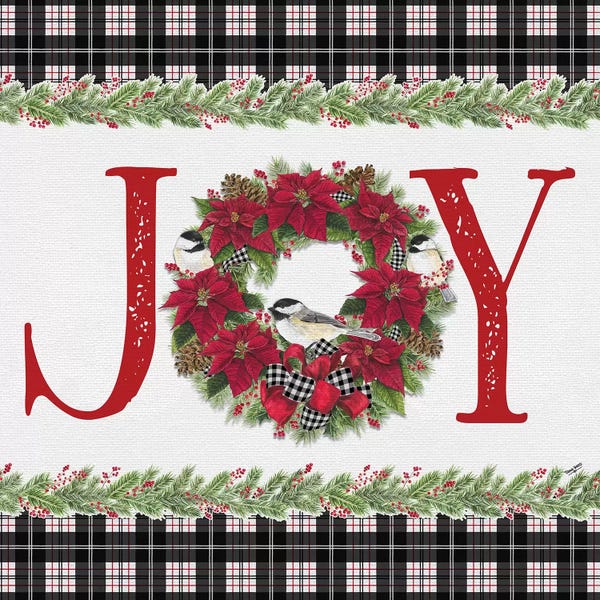 Christmas Signs & Sentiments: Chickadee Christmas Red I - Joy by Tara Reed