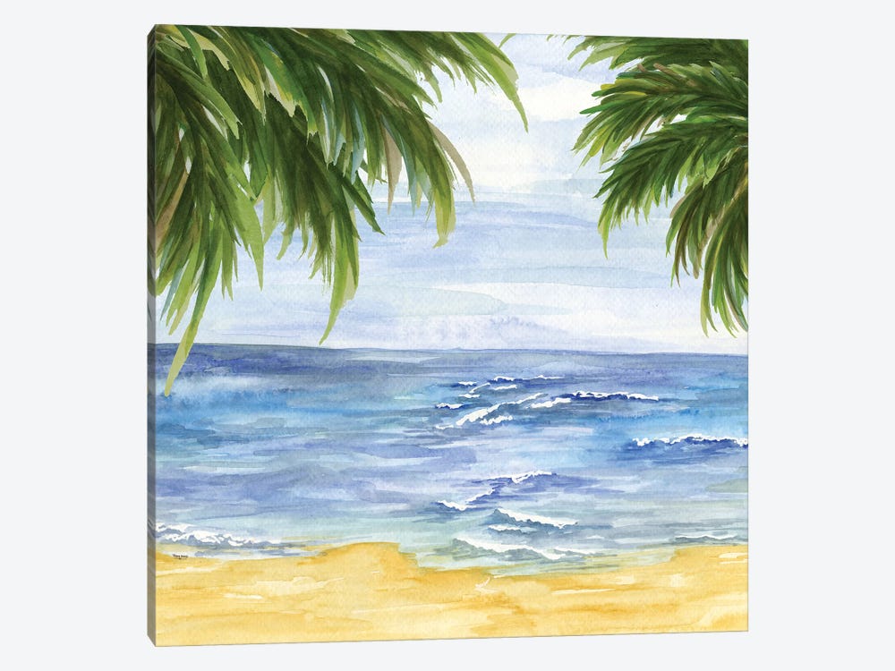 Beach & Palm Fronds II by Tara Reed 1-piece Canvas Art Print
