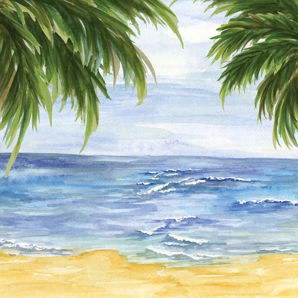 Calm: Beach & Palm Fronds II by Tara Reed