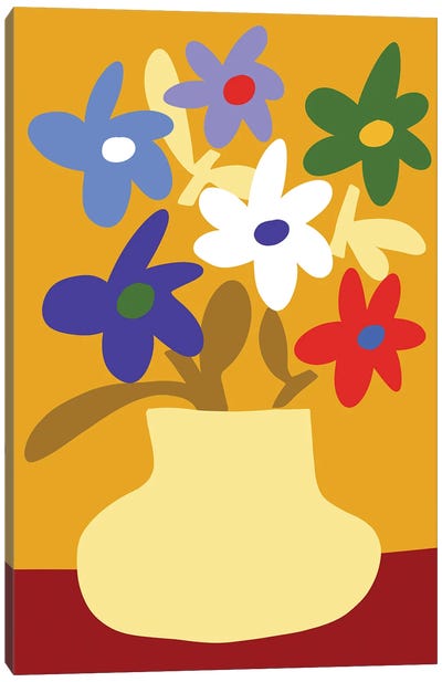 Daisies Pot Canvas Art Print - Daisy Art