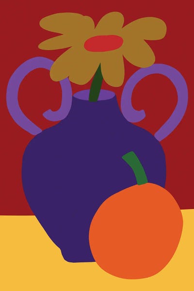 Teresa Rego: Flower On Purple Pot by Teresa Rego