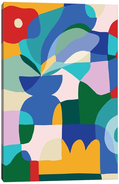 Red Poppy On Blue Vase Canvas Art Print - Teresa Rego