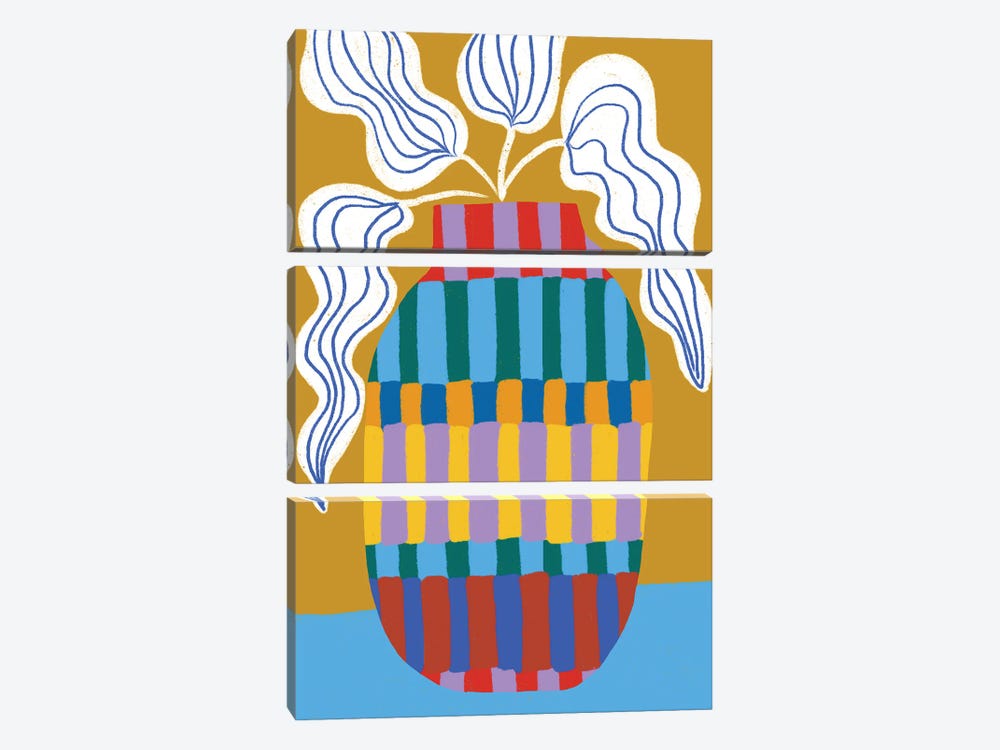 Stripe Vase Round by Teresa Rego 3-piece Canvas Wall Art