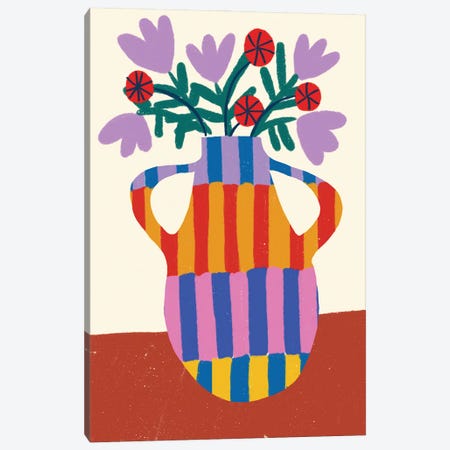 Stripe Vase With Handles Canvas Print #TRG35} by Teresa Rego Canvas Artwork