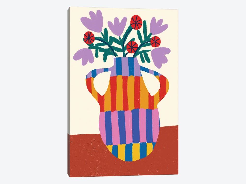 Stripe Vase With Handles by Teresa Rego 1-piece Canvas Art Print