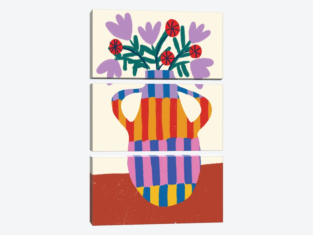 Stripe Vase With Handles by Teresa Rego 3-piece Canvas Print