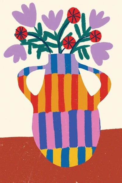 Teresa Rego: Stripe Vase With Handles by Teresa Rego