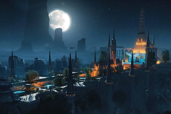 Tobias Roetsch: Abbey Of The Skies Night by Tobias Roetsch