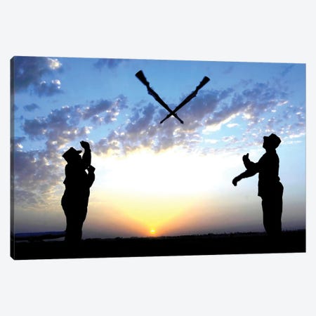 Two Staff Sergeants Perform The Overs Maneuver While Practicing Drill For The Base Honor Guard Canvas Print #TRK1003} by Stocktrek Images Canvas Artwork
