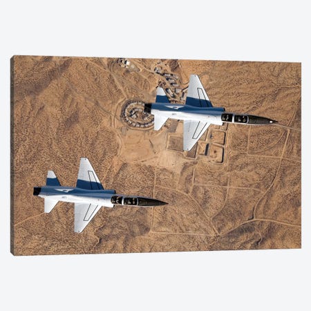 Two T-38A Mission Support Aircraft Fly In Tight Formation Canvas Print #TRK1004} by Stocktrek Images Art Print