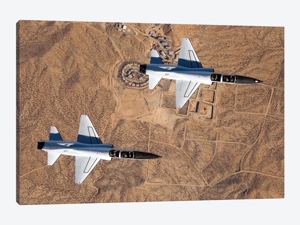 Two T-38A Mission Support Aircraft Fly In Tight Formation by Stocktrek Images 1-piece Canvas Art Print