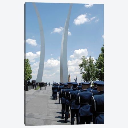 United States Honor Guards Stand In Formation At The Air Force Memorial Canvas Print #TRK1006} by Stocktrek Images Art Print