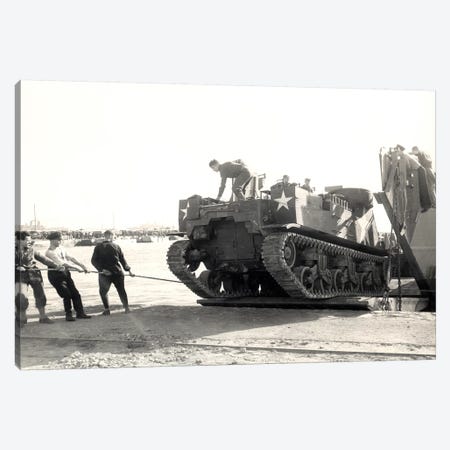US Army M7 Howitzer Motor Carrier Being Unloaded In Algiers Canvas Print #TRK1012} by Stocktrek Images Art Print