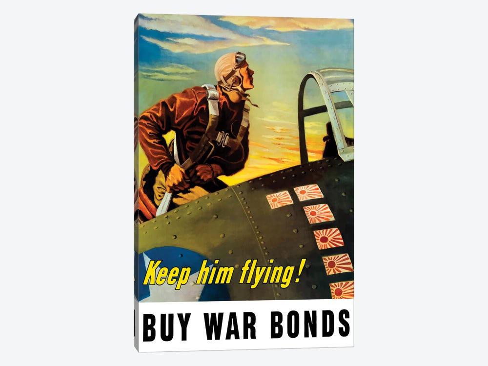 Vintage WWII Poster Of A Fighter Pilot Climbing Into His Airplane by Stocktrek Images 1-piece Art Print