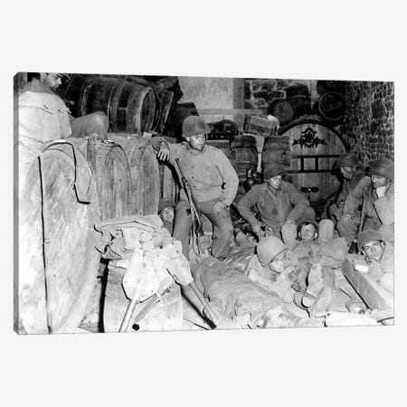 US Infantrymen Rest In A Deserted House In A French Town During WWII Canvas Print #TRK1024} by Stocktrek Images Canvas Print