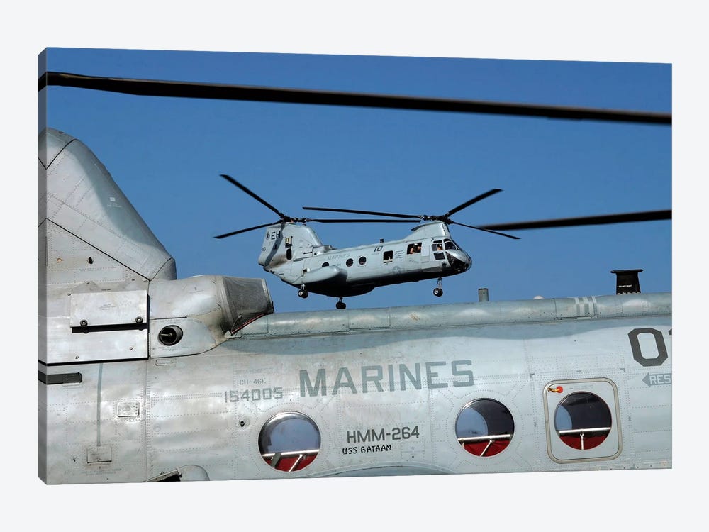 US Marine Corps CH-46 Sea Knight Helicopters by Stocktrek Images 1-piece Canvas Print