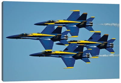 US Navy Flight Demonstration Squadron, The Blue Angels III Canvas Art Print - Military Aircraft Art