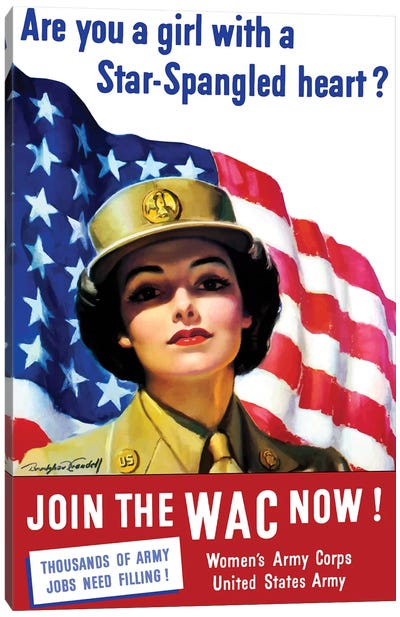 Vintage WWII Poster Of A Member Of The Women's Army Corps Canvas Art Print