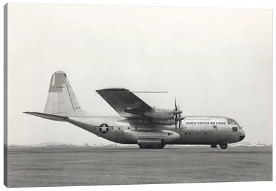 YC-130 First Flight From Burbank, California Canvas Art Print - Military Aircraft Art