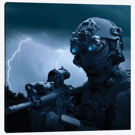 Special Operations Forces Soldier Equipped With Night Vision And An HK416 Assault Rifle Canvas Print #TRK1065} by Tom Weber Canvas Print