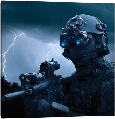 Special Operations Forces Soldier Equipped With Night Vision And An HK416 Assault Rifle Canvas Art Print