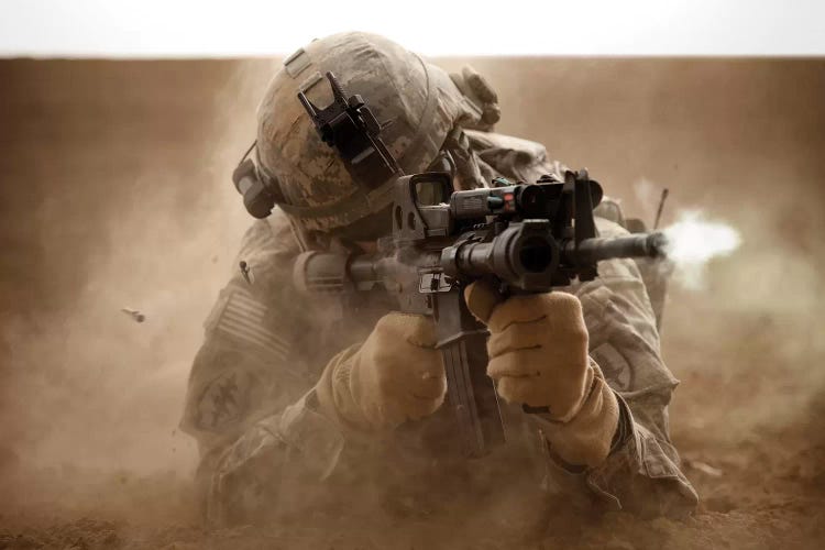 US Army Ranger In Afghanistan Combat Scene by Tom Weber wall art