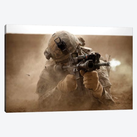 US Army Ranger In Afghanistan Combat Scene Canvas Print #TRK1067} by Tom Weber Canvas Art Print
