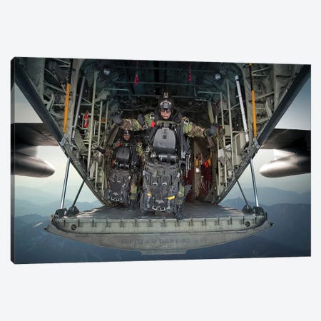 US Navy Seals Combat Diver Prepares For Halo Jump Operations From A C-130 Hercules Canvas Print #TRK1068} by Tom Weber Canvas Art