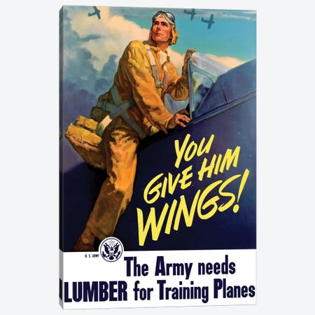 Vintage WWII Poster Of A Pilot Getting Into His Plane Canvas Print #TRK107} by Stocktrek Images Canvas Print