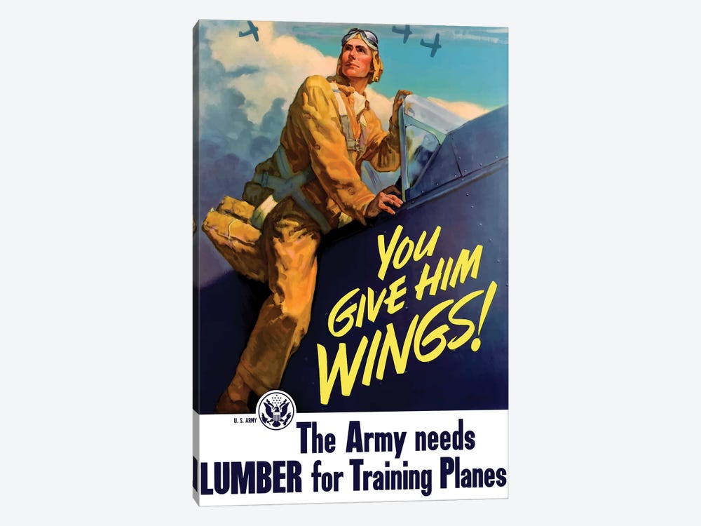 Vintage WWII Poster Of A Pilot Getting Into His Plane by Stocktrek Images 1-piece Canvas Print