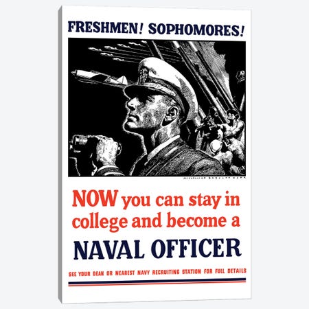 Vintage WWII Poster Of A US Naval Officer Holding Binoculars Canvas Print #TRK110} by Stocktrek Images Art Print