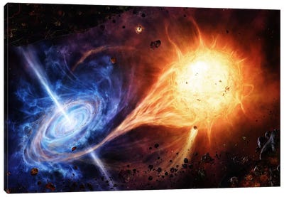 A Binary System Orbiting Near A Black Hole Canvas Art Print