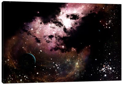 A Cluster Of Bright Young Stars Tear Away Clouds Of Gas And Dust Canvas Art Print