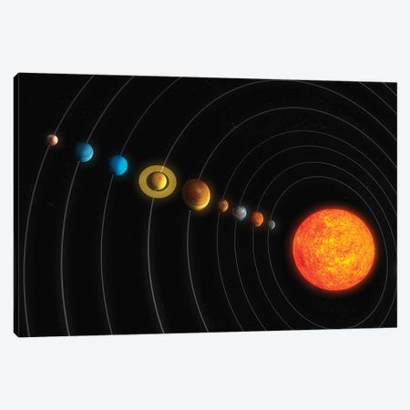 Solar System Diagram I Canvas Print #TRK1192} by Carbon Lotus Canvas Artwork