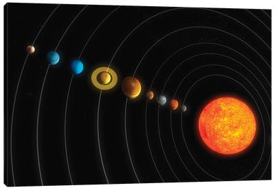 Solar System Diagram I Canvas Art Print - Stocktrek Images - Astronomy & Space Collection