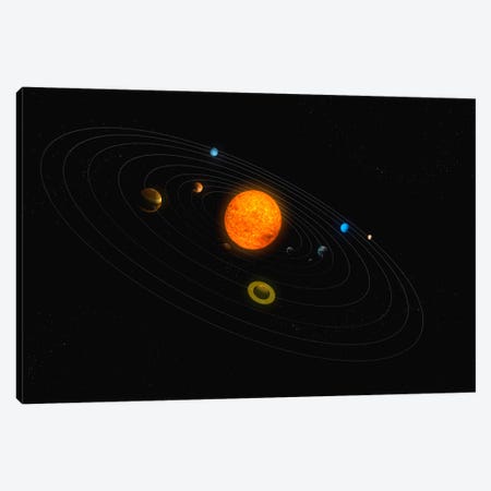 Solar System Diagram II Canvas Print #TRK1193} by Carbon Lotus Canvas Wall Art