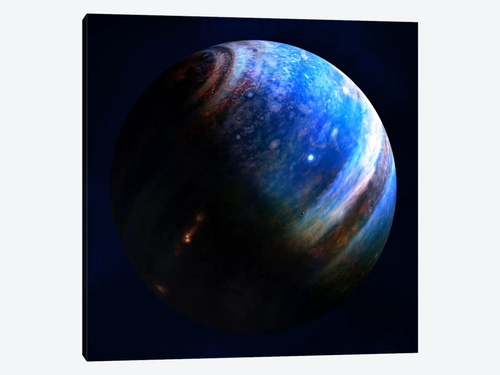 Artist's Concept Of An Extrasolar Gas Giant With Two Of Its Many Moons by Fahad Sulehria 1-piece Canvas Wall Art
